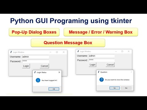 Pop Up Dialog Boxes in Python GUI with tkinter - User Login Window Design