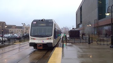 NJT RiverLine: Entertainment Ctr bound Stadler GTW 3516 leaving Walter Rand TC
