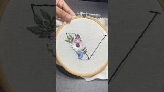 V Letter embroidery tutorial #embroidery #handbroidery #youtubeshorts #shorts #embroiderydesign #yt