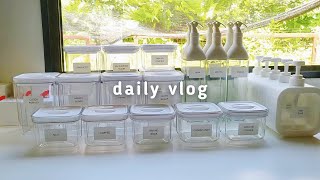 vlog • kitchen organization: labelling, decanting, and organizing containers