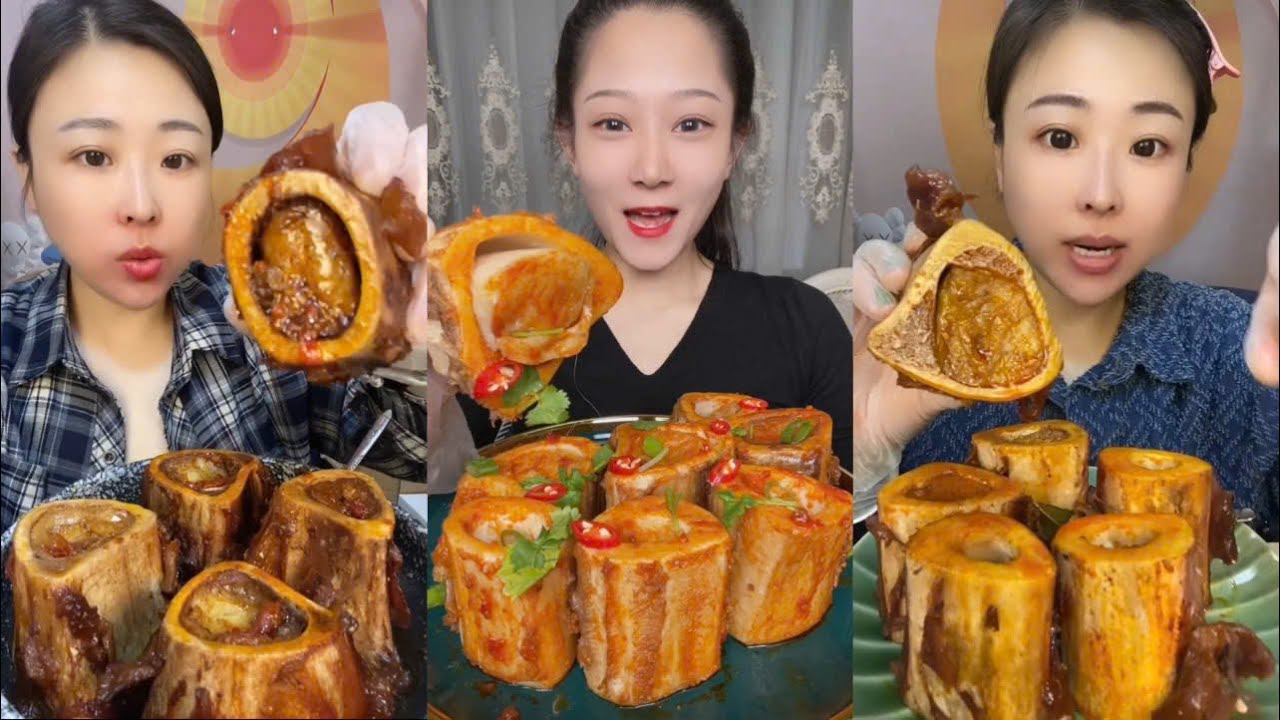 Asmr mukbang eating bone marrow - full 2 hours long - alice food #276