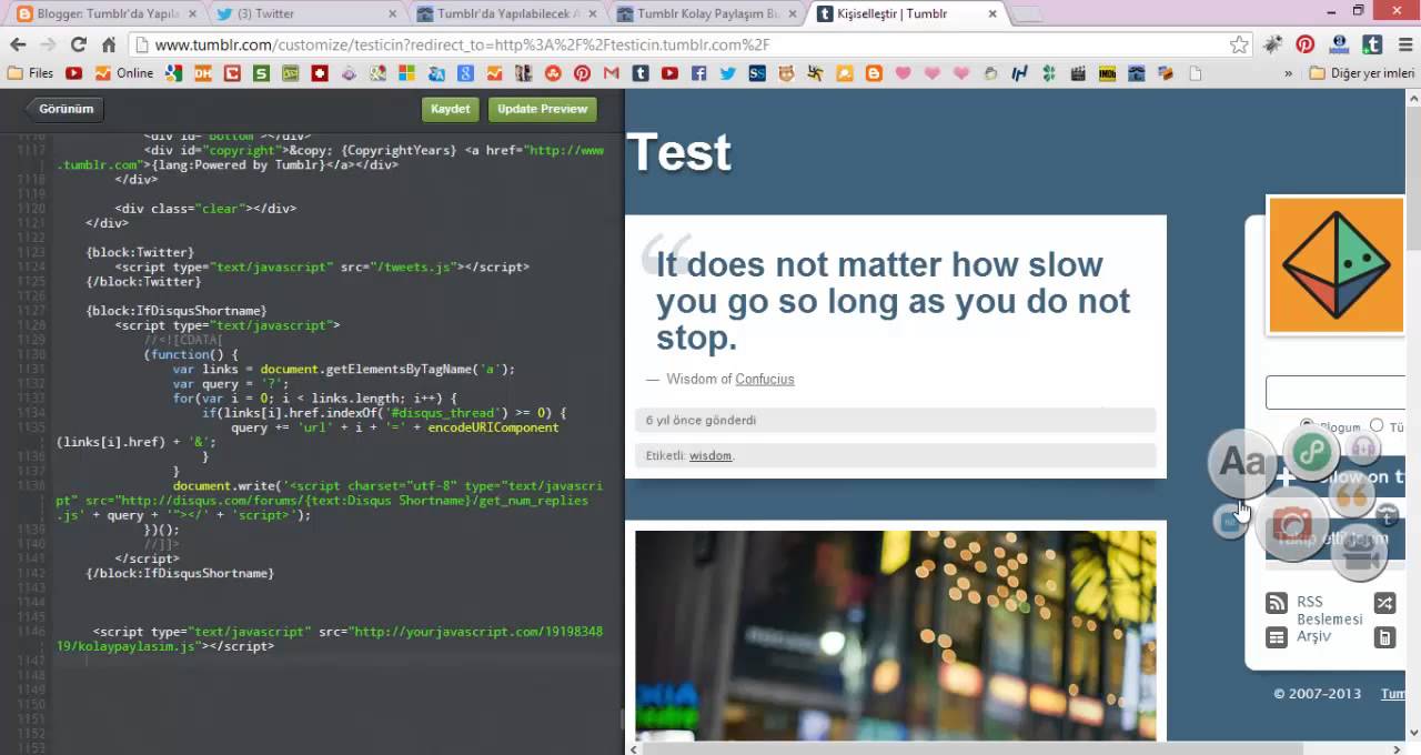 Tembler Code Tumblr HTML Düzenle Bölümüne Kod Nasıl Eklenir? - YouTube
