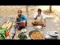 Village tribe women cooking silvercarf fish with mooli ki sabji recipe  rural indiawest bengal