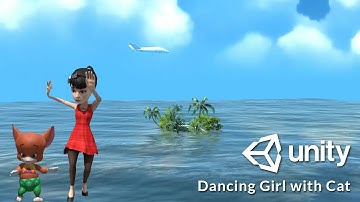 Dancing Girl with Cat |  Unity Project | Terrain | Unity 3D Animation