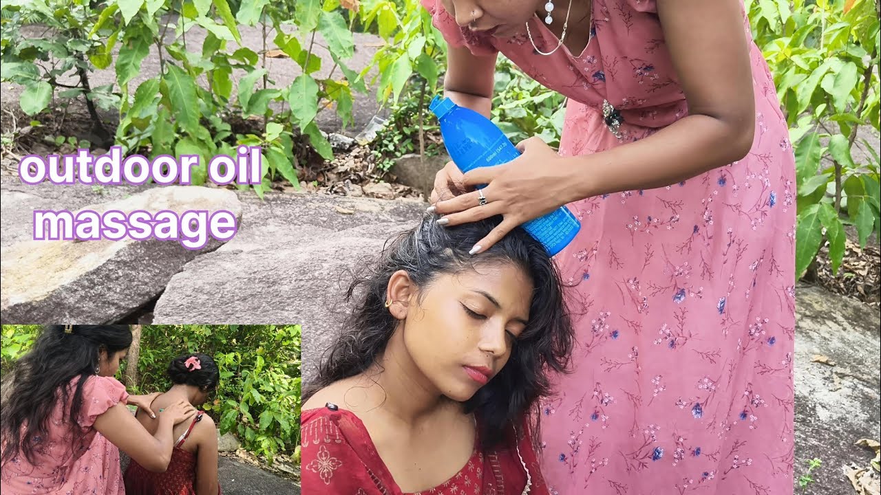 Outdoor ASMR | Relaxing Hair Oiling & Neck Massage Sounds 🌿✨