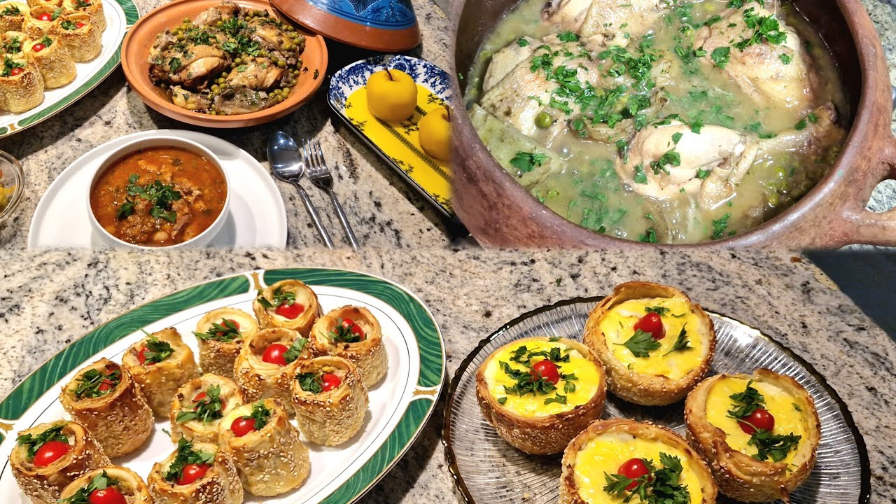 طاولة اليوم طجين جلبانا با القرنون علي طريقة زمان و مملحات با العجين المورق نوع جديد بزاف بنان 