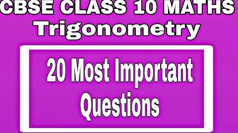 Important Questions of  Trigonometry Class 10 Maths |Chapter 8|Study Zone-Let