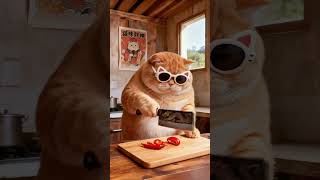 Fat Orange Cat Cooking Episode 15: Stir-fried Fat Cat Cooking Meow Chef Puff Cure Cat