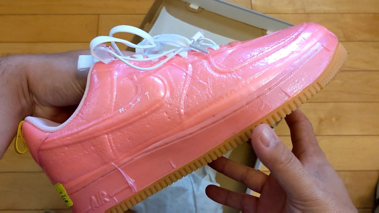 racer pink air force 1 on feet