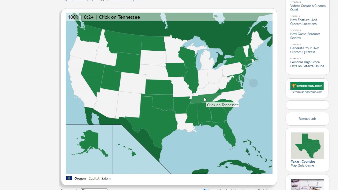 The U.S.: 50 States Speedrun in 0:57 | Seterra - YouTube