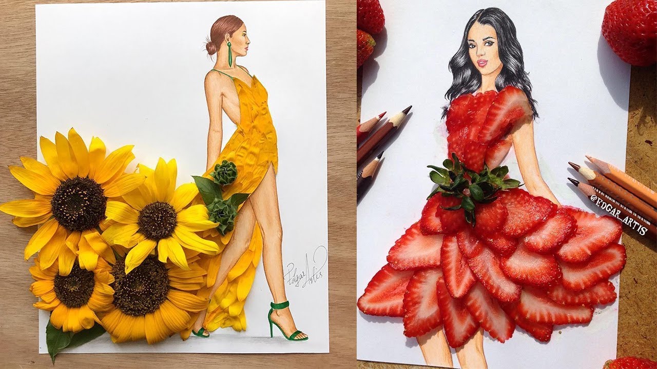 Amazing Dress Fashion illustration Food and Fruit YouTube
