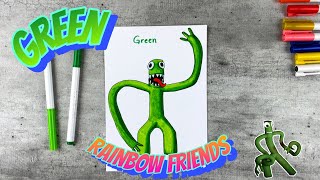 Dibuja a Green de Rainbow Friends 🌵🌈✍🏻 (paso a paso)
