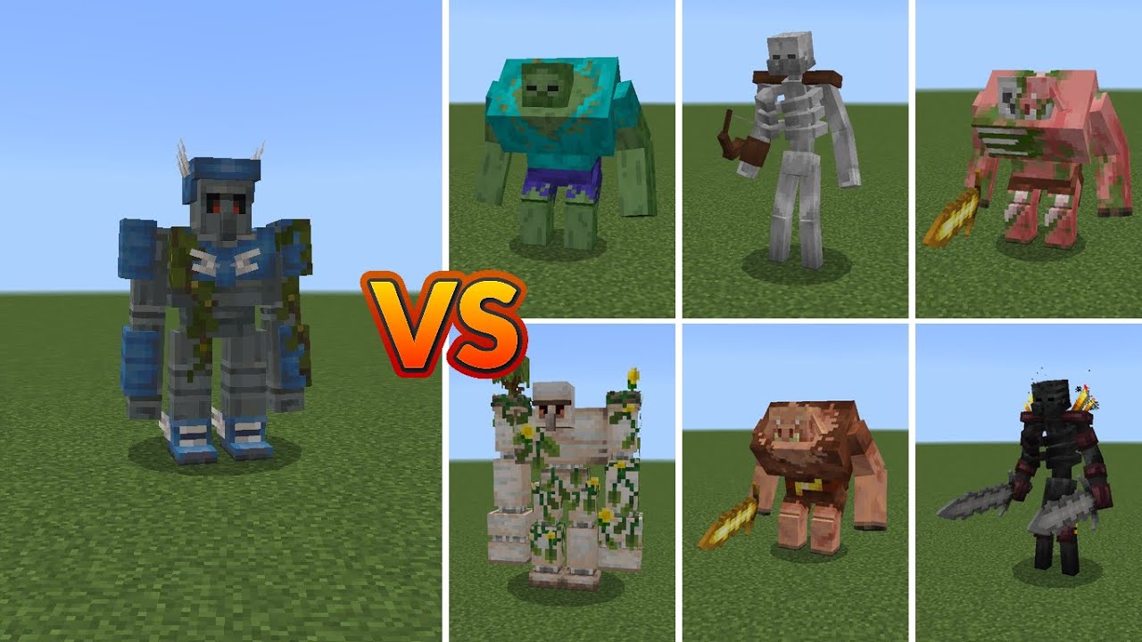 Swiftness Iron Golem vs Mutant Mobs in Minecraft PE - YouTube