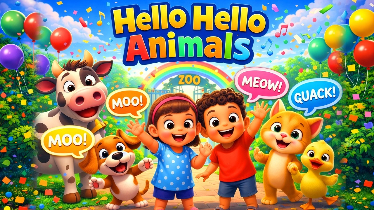 ✅ Hello Hello Animals Song 🐶🐱 | Animal Sounds for Kids | Nursery Rhymes