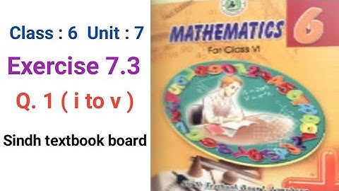 #Maths | Class : 6 | Unit No : 7 |Exercise : 7.3 Q 1  |STBB|