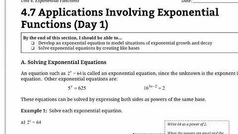 Solving Exponential Equations (MCR3U / MAP4C)