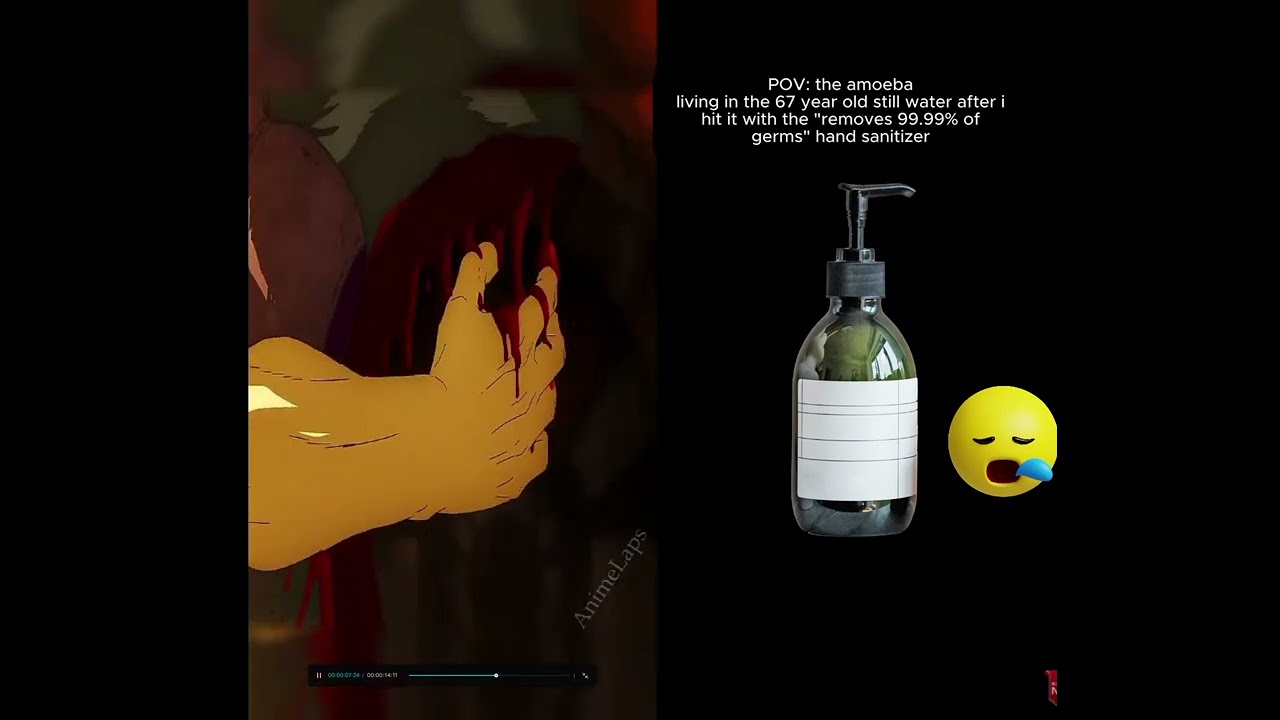 The amoeba after spraying a gallon of removes 99.99% germs hand sanitizer 