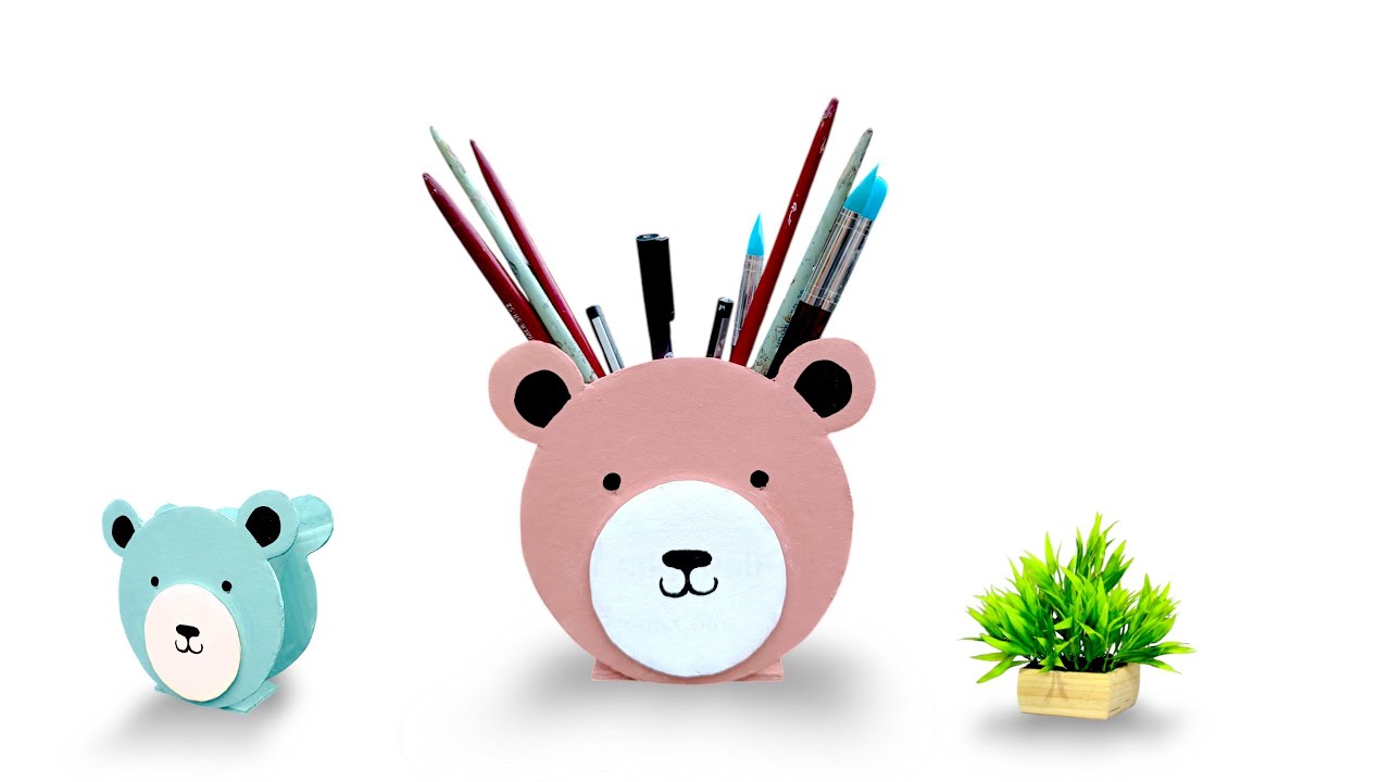 Diy bear pen holder / homemade pen dani / low cost pencil holder
