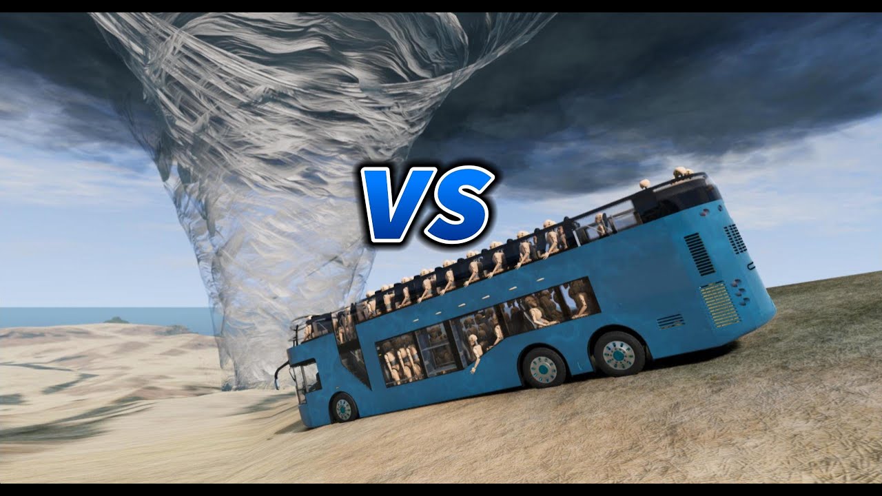 Tornado VS Car  Full Bus  Train  BeamNG Drive