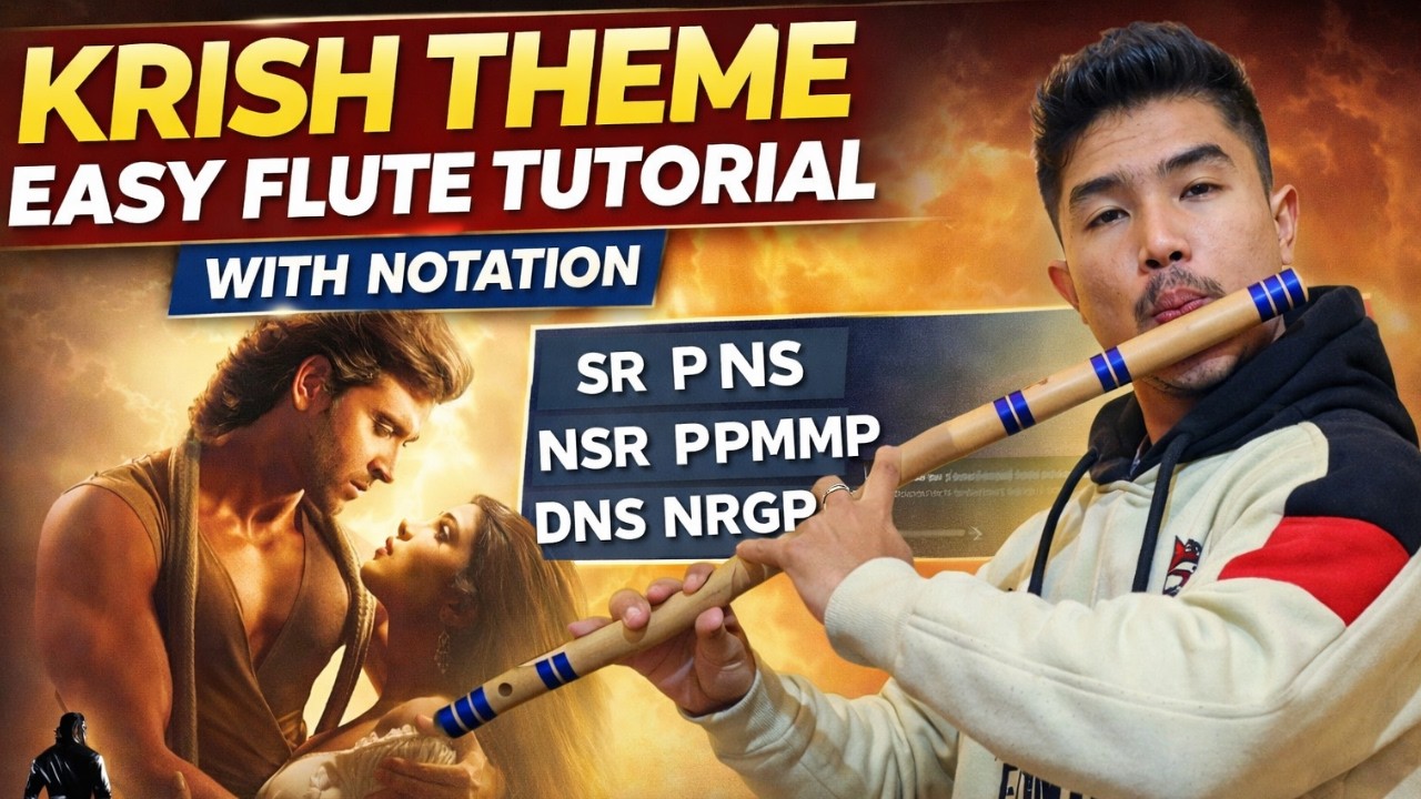 Krish Theme Easy Flute Tutorial With Notations ⁠|Flute Tutorial|Flute lessons
