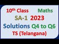 Telangana 10th Class Maths SA1 2023 Questions 4 to 6 Solutions, Hyderabad
