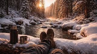 You're Sitting by a Winter Forest River | Birdsong, Woodpecker & Flowing Water Sounds for Relaxation screenshot 2