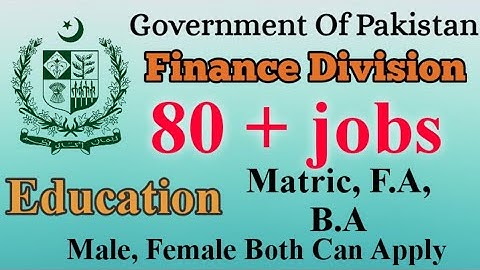 Finance Division jobs 2020 advertisement - Latest Ministry of Finance jobs in Pakistan