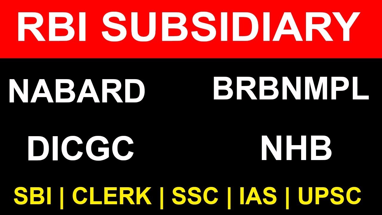 Subsidiary of RBI, DICGC, BRBNMPL | General Awareness | Competitive ...