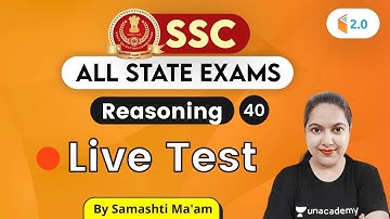 4:30 PM - SSC 2020 & All State Exams | Reasoning by Samashti Shukla | Live Test