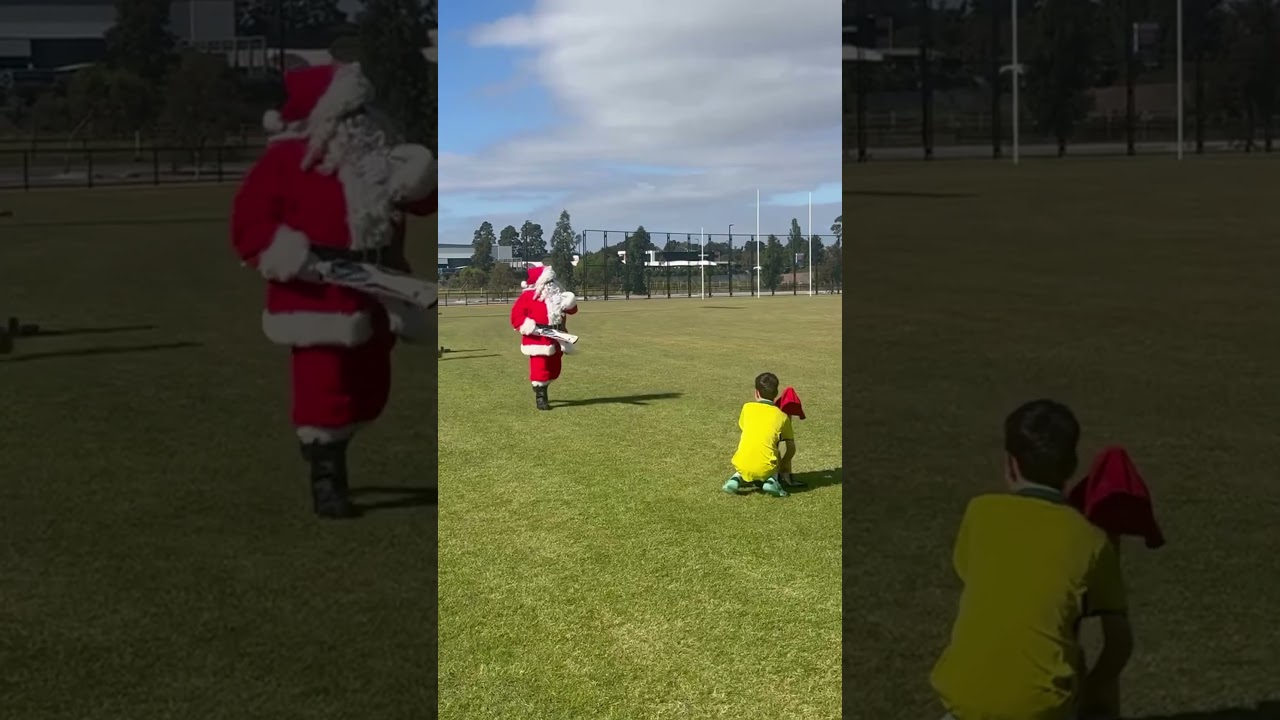 Santa is strong off is legs!! #santa #cricket #Christmas