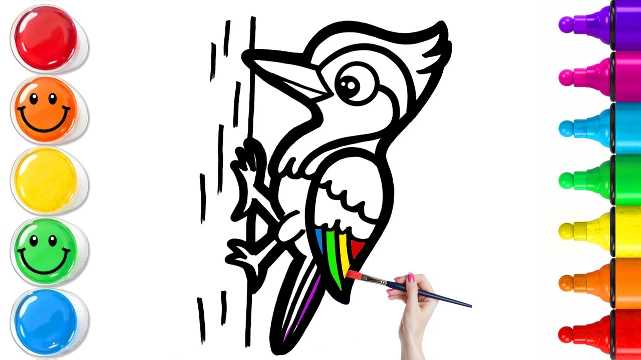 Как нарисовать милого дятла | Простой пошаговый урок