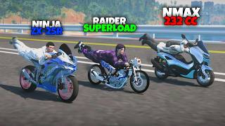 NMAX 232cc vs KAWASAKI NINJA vs RAIDER FI SUPERLOAD INSTENSE DRAG-RACING sa GTA 5 | SnoopX