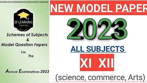 Class 11 12 Science Commerce Arts Model Paper 2023 | 1st & 2nd year model paper 2023 Karachi board