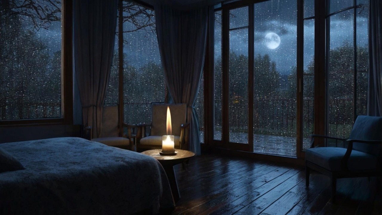 Gentle Rain Sounds with Warm Dim Lights in a Quiet Space | ASMR Comforting Ambience for Relaxation