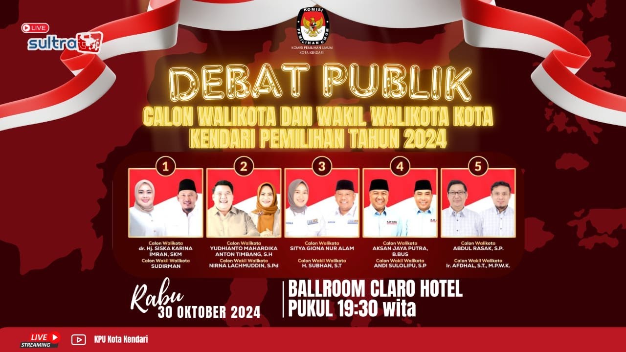 LIVE - DEBAT PUBLIK CALON WALIKOTA DAN WAKIL WALIKOTA KENDARI PADA PEMILIHAN TAHUN 2024