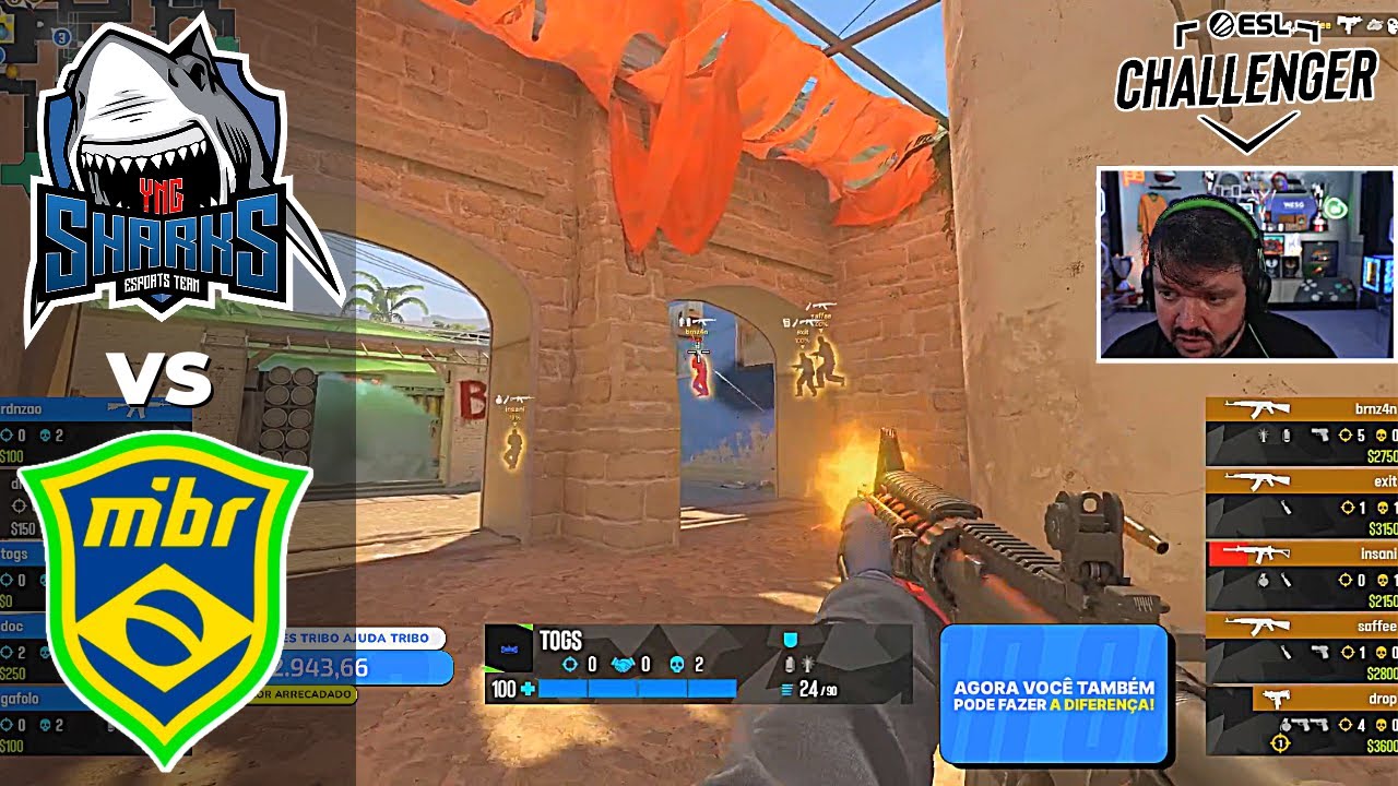 MIBR VS SHARKS - ESL CHALLENGER JONKOPING 2023 SA CLOSED QUALIFIER (MIRAGE - MAPA 2 MD3)