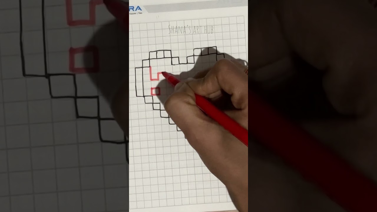 💯how to draw pixel heart ♥️ 