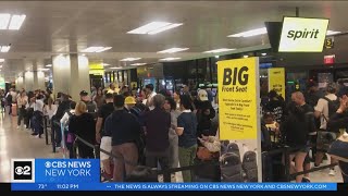 Long lines seen at Newark Airport after storms
