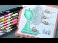 House Mouse Coloring tutorial {watercolor pencils & blender pen}