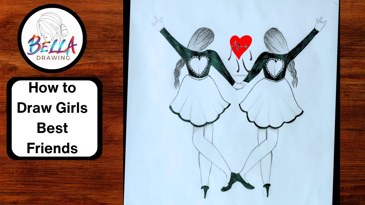 Easy Girls drawing || How to Draw a Girls Best Friends Step By Step ...
