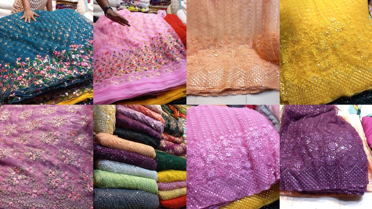 লেহেঙ্গা, গাউন,ব্লাউজ,শাড়ি বানাতে ডিজাইনার গজ কাপড় কিনুন কম দামে/Designer gough fabric buy.