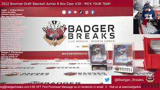 2022 Bowman Draft Baseball Jumbo 8 Box Case #20 - PICK YOUR TEAM
