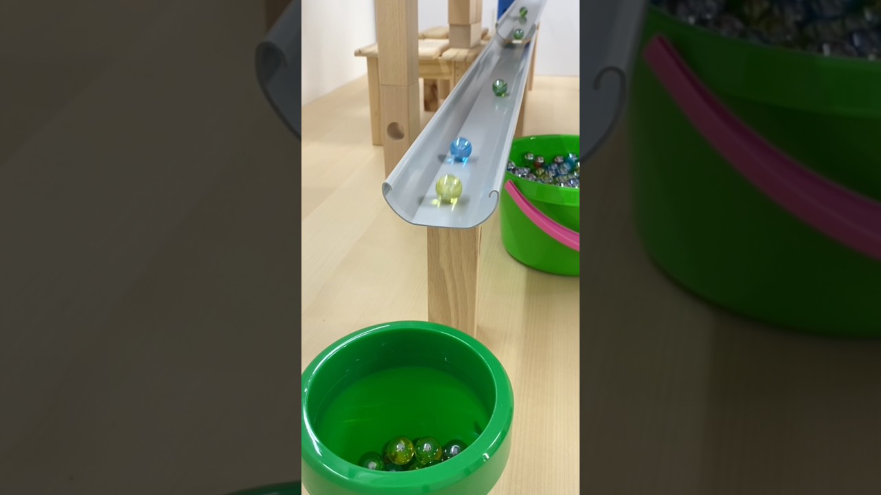 Marble Run ASMR ☆ Wooden Rail & Gutter Rail, Mario Earthen Tube Case #shorts #marble #asmr