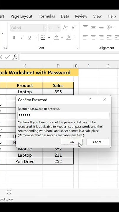Lock & Unlock Excel Worksheet | Password in Worksheet #shorts - YouTube