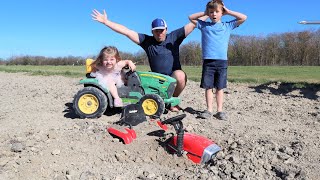 Using tractors to dig our kids tractor from the dirt | Tractors for kids