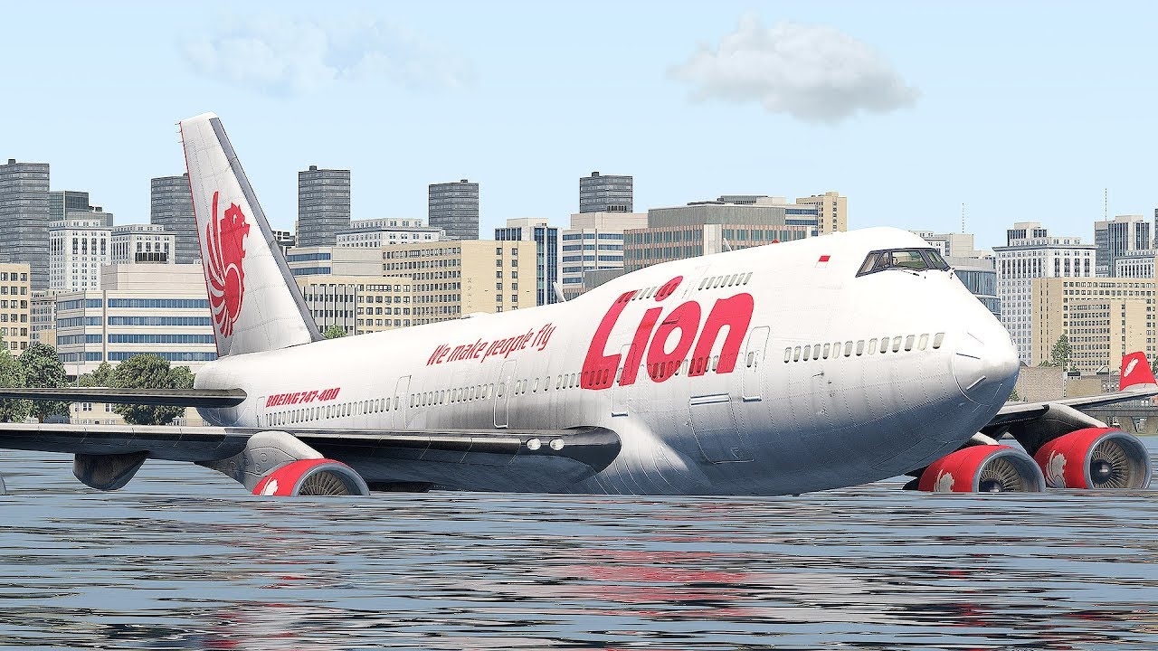 Boeing 747 Emergency Landing On Water HD  X Plane 11