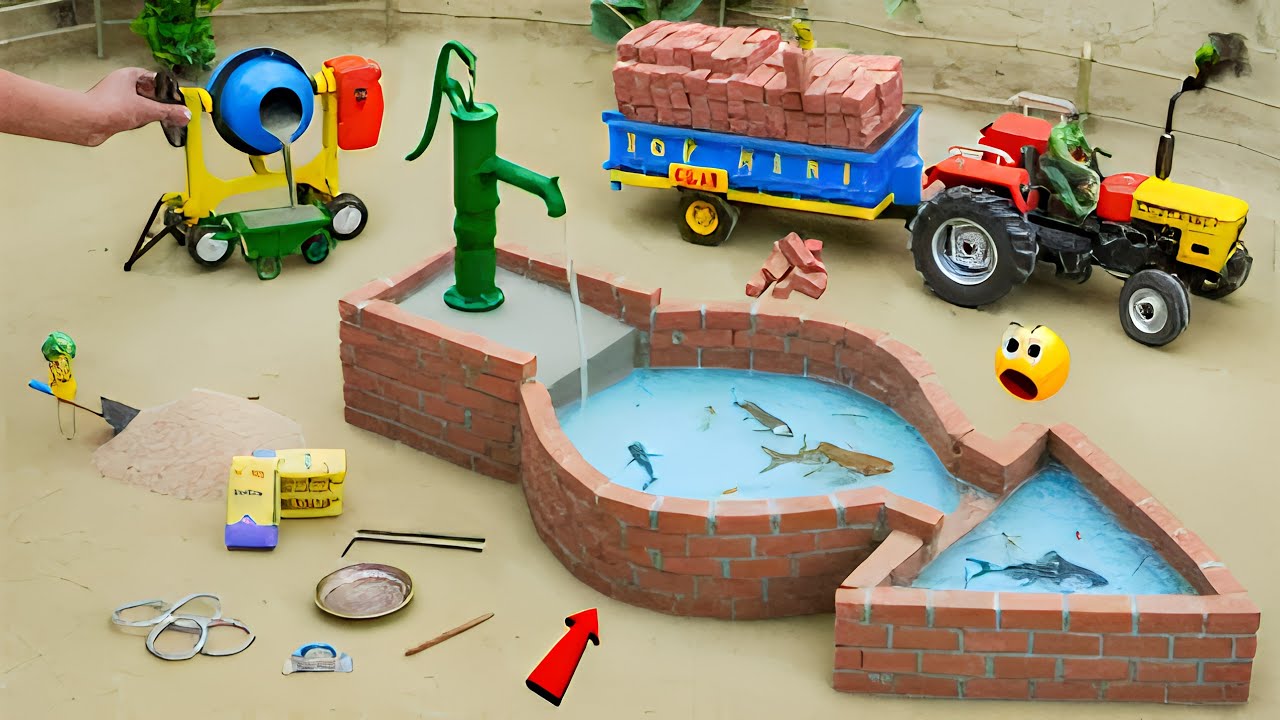 Diy Mini Tractor Builds Hand Pump | Brick Construction Project | Village Water Supply | @lala_900
