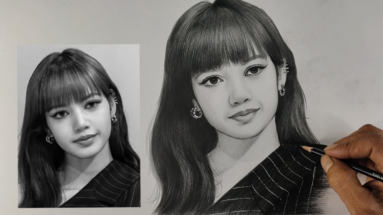 Lisa Draw Black Pink Lisa Pencil Drawing | Thai Rapper | Live Art Chennai - YouTube