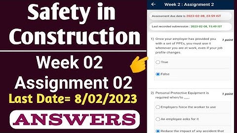 SAFETY IN CONSTUCTION //NPTEL// ASSIGNMENT ASNWER WEEK-2//2023