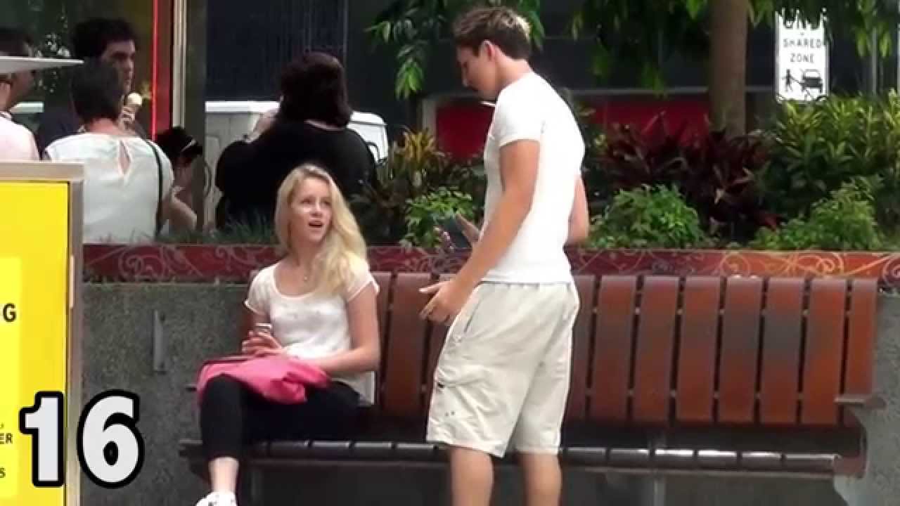 Hot blonde likes staring at guys crotch.